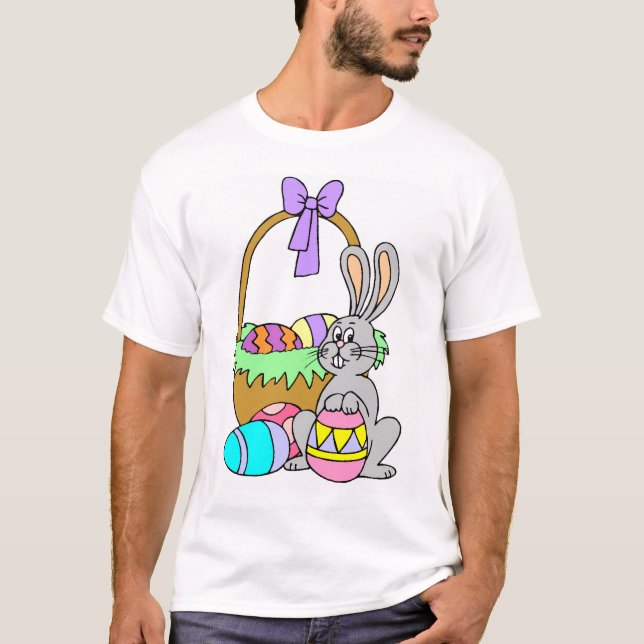 Osterhase u. Korb T-Shirt (Vorderseite)