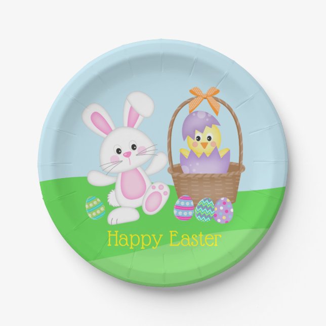 Osterhase und Baby Pappteller (Vorderseite)