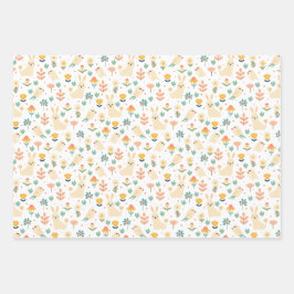 Osterhase und Blumen Frühjahr Geschenkpapier Set