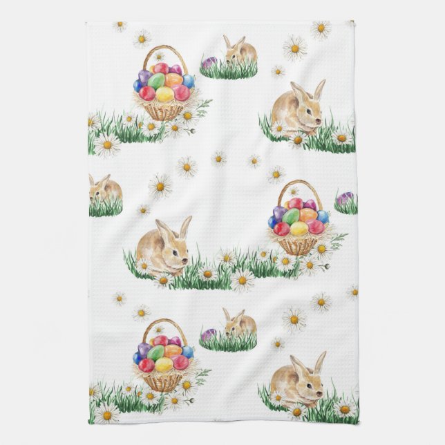 Osterhase und bunte Eier Handtuch (Vertikal)
