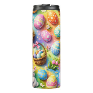 Osterhase und bunte Eier Muster Thermosbecher