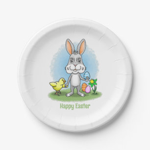 Osterhase und das gelbe Huhn Pappteller