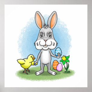 Osterhase und das gelbe Huhn Poster