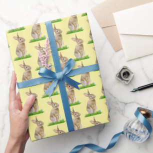 Osterhase und Eier in Gelb Geschenkpapier