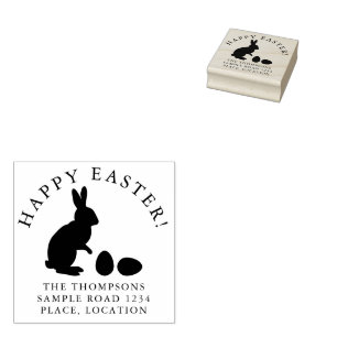 Osterhase und Eier mit Namen und Adresse Gummistempel
