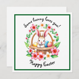 Osterhase und Eierkorb Feiertagskarte