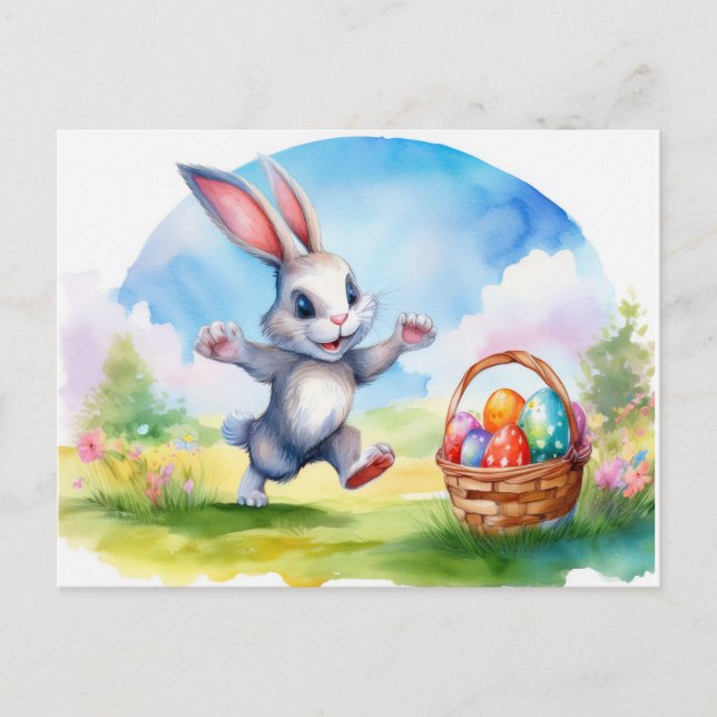 Osterhase und Eierkörbe Postkarte (Vorderseite)