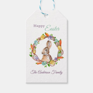 Osterhase und Eierkranz Wasserfarbe Geschenkanhänger