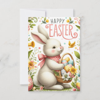 Osterhase und Frühlingsblüten Dankeskarte