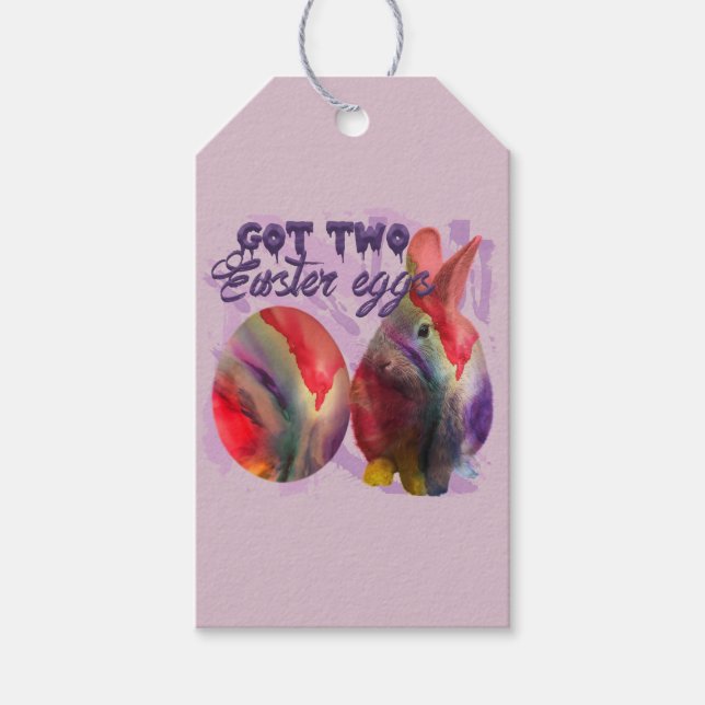 Osterhase und gestrichenes Ei Geschenkanhänger (Vorderseite)