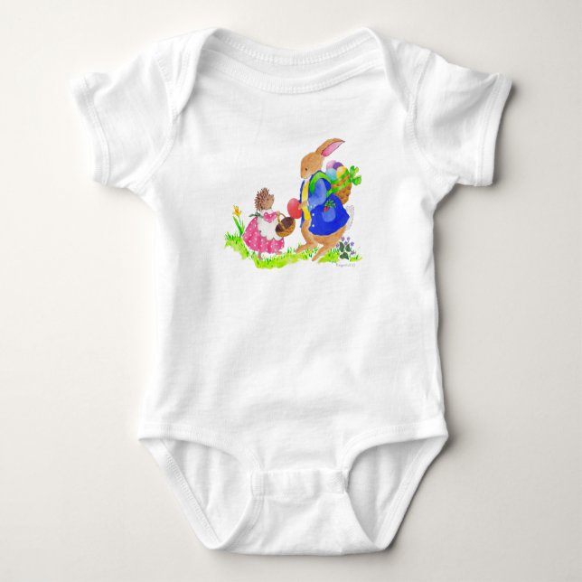 Osterhase und Heddy-Igel Baby Strampler (Vorderseite)