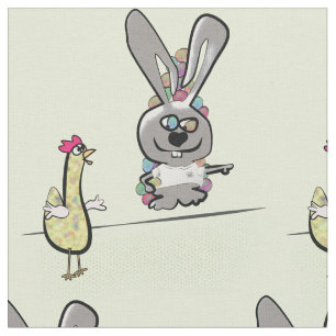 Osterhase und Hühner-Cartoon Stoff