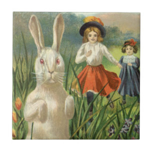 Osterhase und Kinder frohe Ostern Fliese