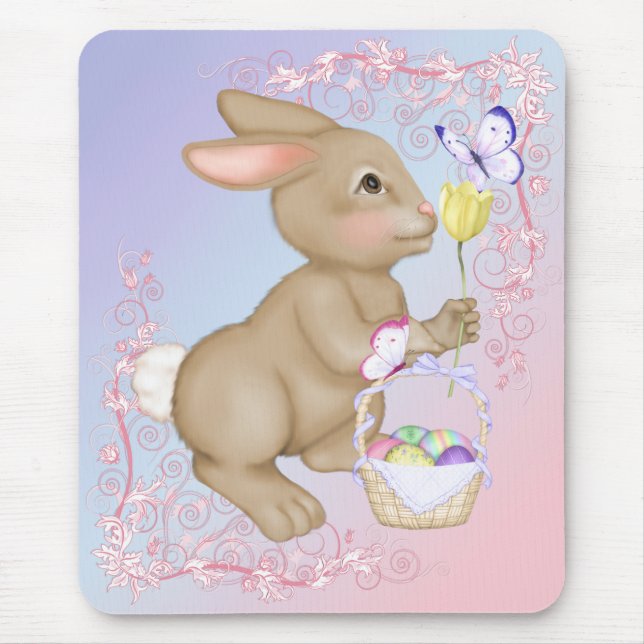 Osterhase und Korb Mousepad (Vorne)