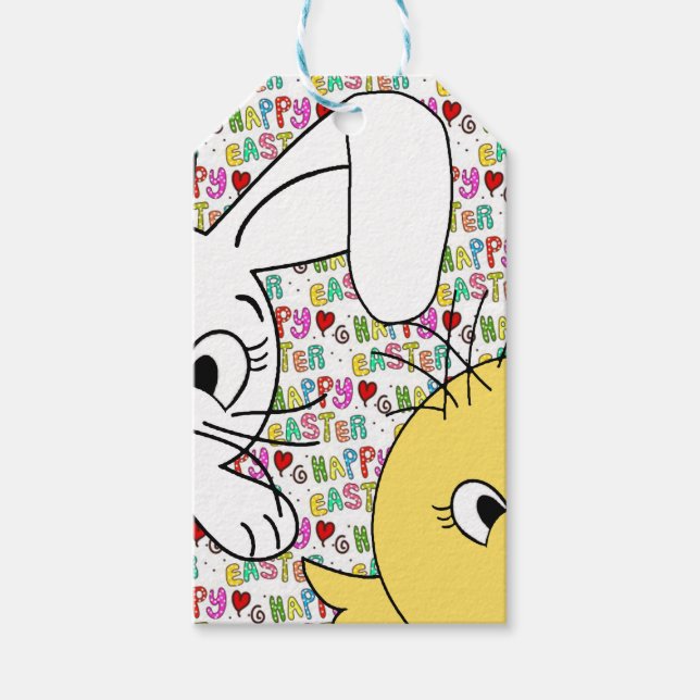 Osterhase und Küken Geschenkanhänger (Vorderseite)