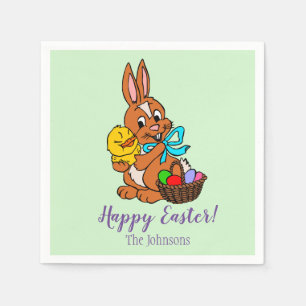 Osterhase und Küken-Papier-Tischdecken Serviette