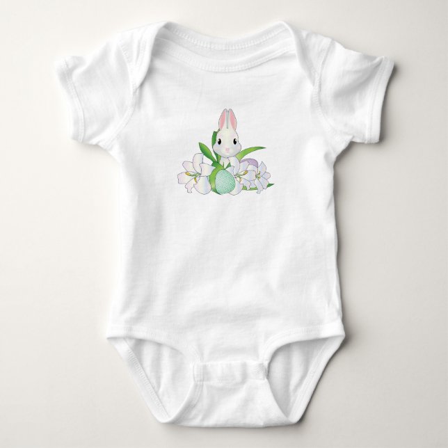 Osterhase und Lilien Baby Strampler (Vorderseite)