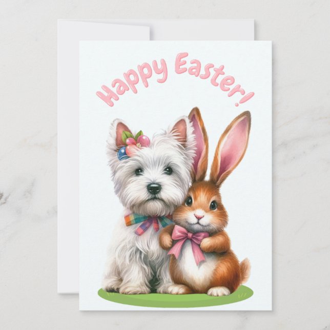Osterhase und Osterkarte Feiertagskarte (Vorderseite)