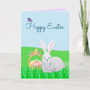 Osterhase und Osterkörbchen Grußkarte Karte