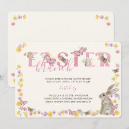 Osterhase und Schmetterling Dainty Floral Brunch Einladung