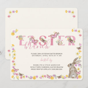Osterhase und Schmetterling Dainty Floral Brunch Einladung