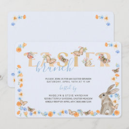 Osterhase und Schmetterling Sweet Floral Brunch Einladung