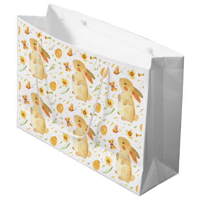 Osterhase und Schmetterlinge Große Geschenktüte (Vorderseite Schrägansicht)