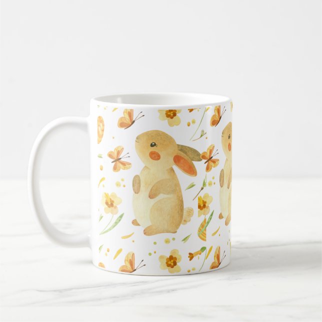 Osterhase und Schmetterlinge Kaffeetasse (Links)