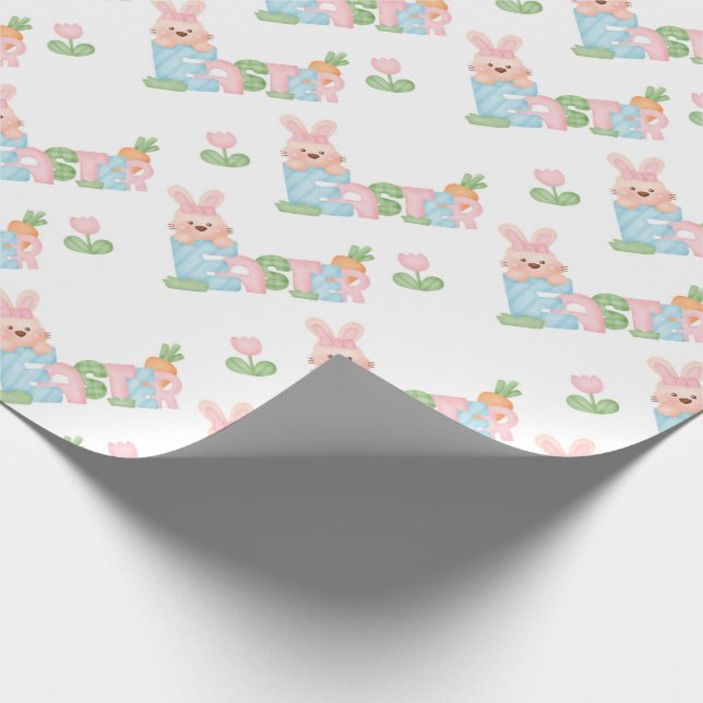 Osterhase und Tulips - Osterpackpapier Geschenkpapier (Ecke)
