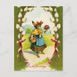 Osterhase vintage Ostergrüße Postkarte