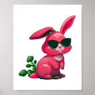 Osterhase vor coolem Osterhasen Poster