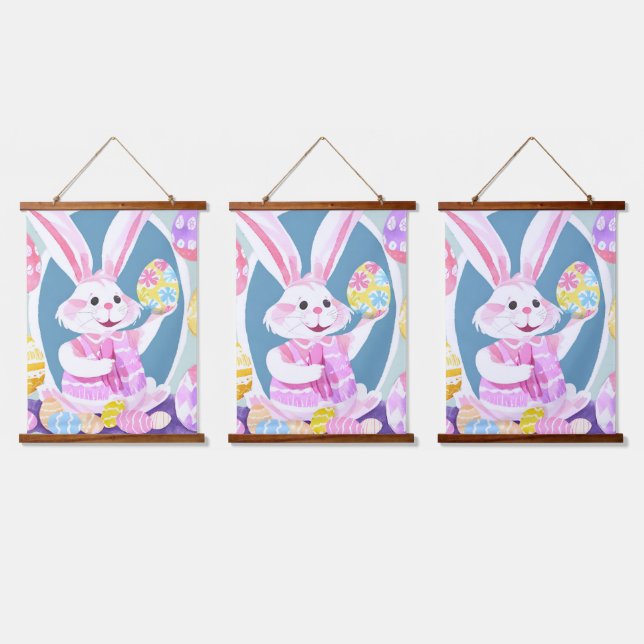 Osterhase Wandteppich Mit Holzrahmen (Dreifach)