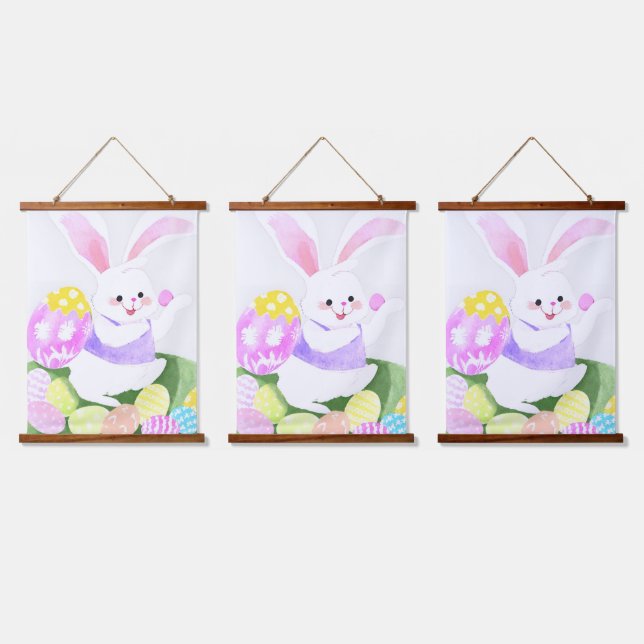 Osterhase Wandteppich Mit Holzrahmen (Dreifach)