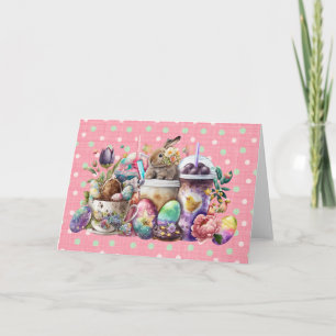 Osterhase Wasserfarbe Kaffeegetränke  Karte