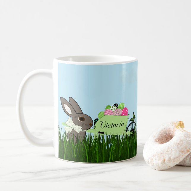 Osterhase Wolle Barke Eier Kaffeemaschine Tasse (Mit Donut)