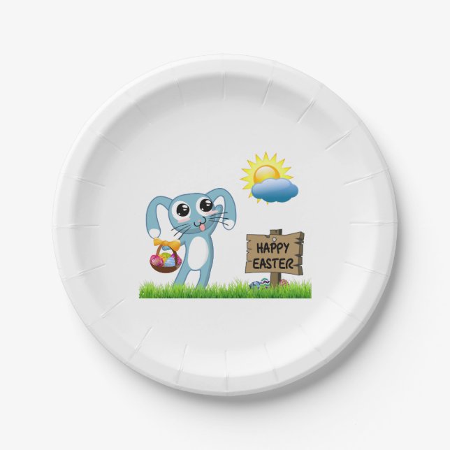 Osterhase wünscht ein frohes Ostern Pappteller (Vorderseite)