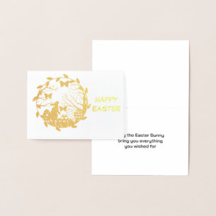 Osterhase wünscht Gold Foil Card Folienkarte