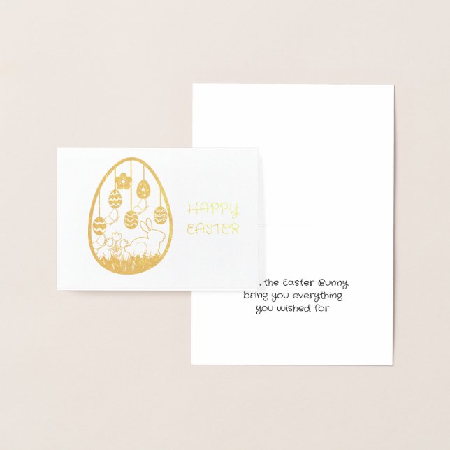 Osterhase wünscht Gold Foil Card Folienkarte (Anzeige)