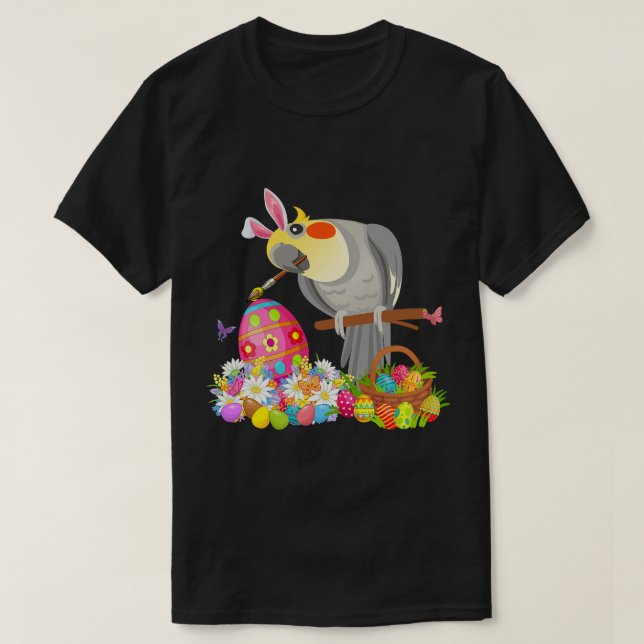 Osterhaselcockatiel Zeichnend Schokoladeneier Lieb T-Shirt (Design vorne)