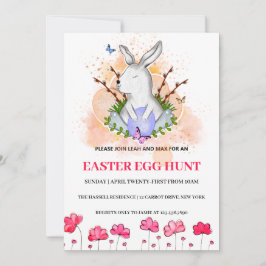 Osterhasen, Blumensträuße Ei Einladung