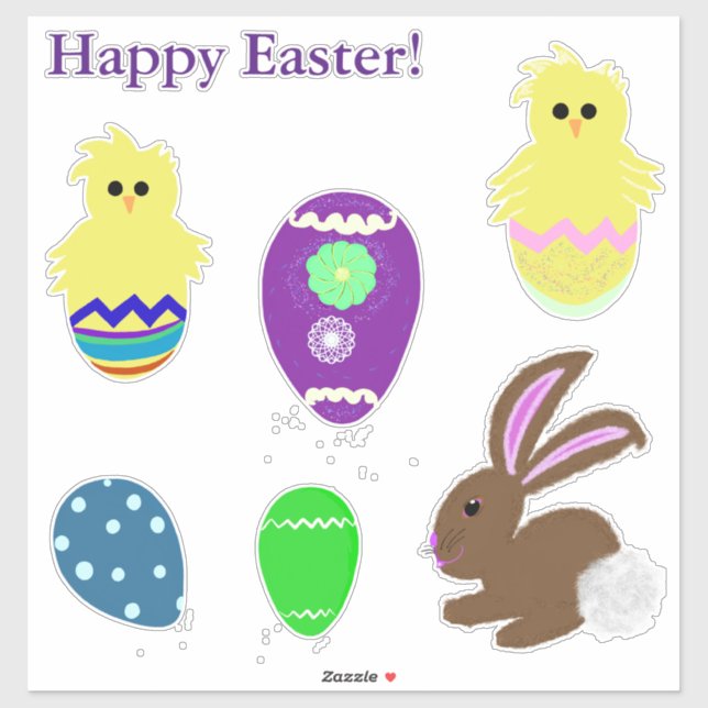 Osterhasen Chick Eggs Laser Cut Vinyl Aufkleber (Blatt)