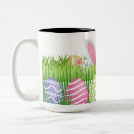 Osterhasen-Eggen-Jagd Zweifarbige Tasse