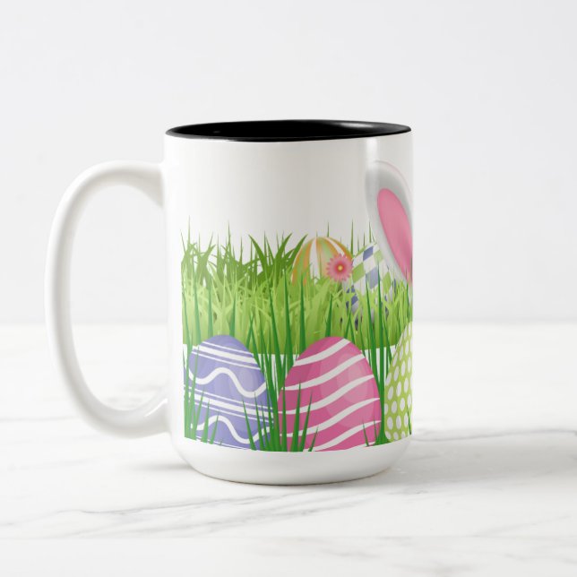Osterhasen-Eggen-Jagd Zweifarbige Tasse (Links)