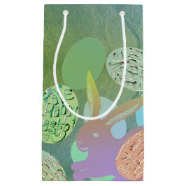 Osterhasen-Eier auf blau-grün Kleine Geschenktüte