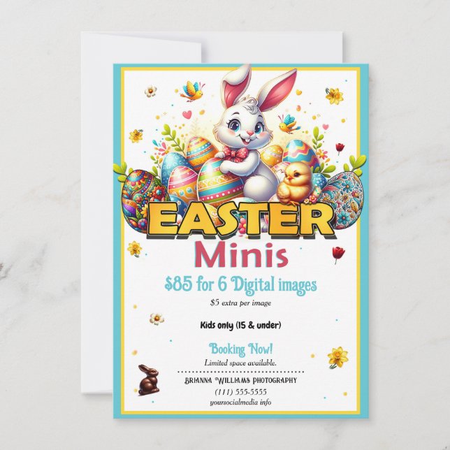 Osterhasen & Eier Fotografie Minis Mini Flyer Einladung (Vorderseite)