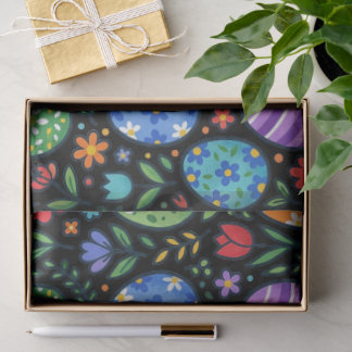 Osterhasen-Eier und Blumen im Regenbogen-Look Seidenpapier
