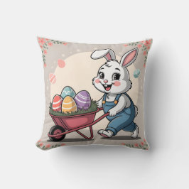 Osterhasen-Eier und Rollkarren Kissen