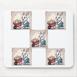 Osterhasen-Eier und Rollkarren Mousepad