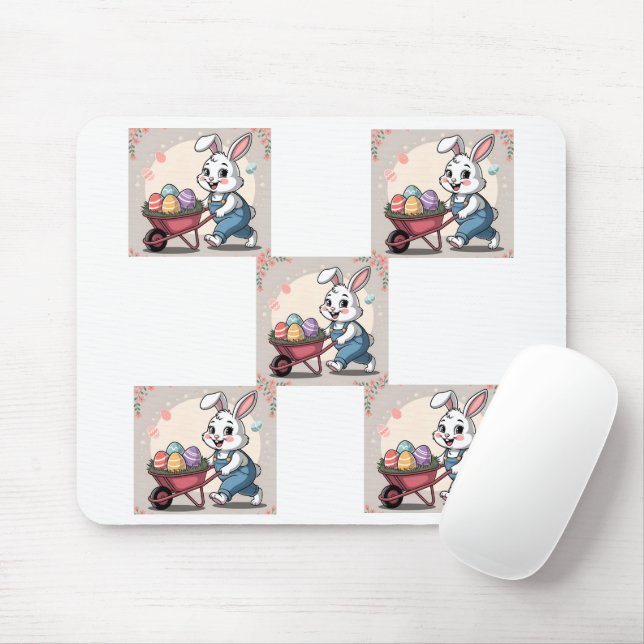 Osterhasen-Eier und Rollkarren Mousepad (Mit Mouse)