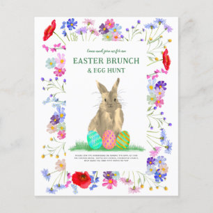 Osterhasen-Eiersuche Frühling Brunch Blumen Budget Flyer